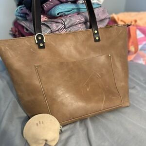 Portland Leather Goods Large Zipper Tote - Cappuccino ☕️☕️☕️